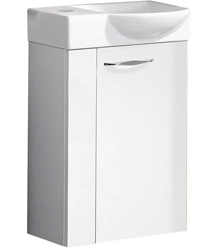 FACKELMANN Gäste-WC Set 2-teilig - Waschbecken & Unterschrank 55cm Weiß