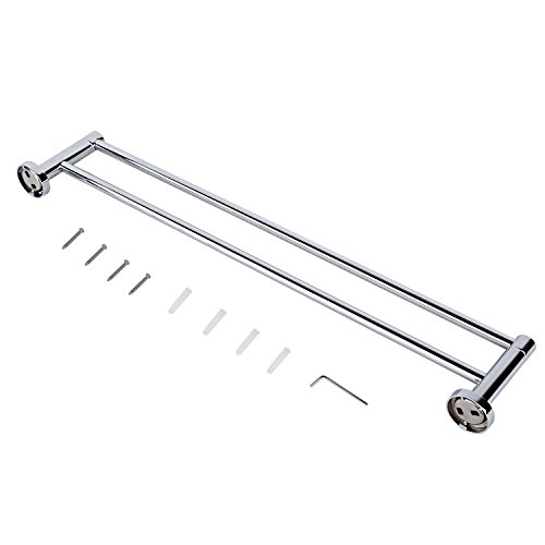Amzdeal Bad-Accessoires Handtuchstange (zweifach) aus hochwertigem Edelstahl und verchromten Messing matt gebürstet bis 25kg Belastbar - 3