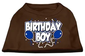 Mirage Pet Products 10-Inch Birthday Boy Screen Print Shirts, Small, Brown