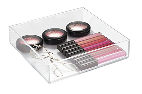 mDesign Kosmetik Organizer durchsichtig und stapelbar – transparente Aufbewahrungsbox – ideal zur Schminkaufbewahrung – Maße: 20 cm x 20 cm x 5 cm - 2