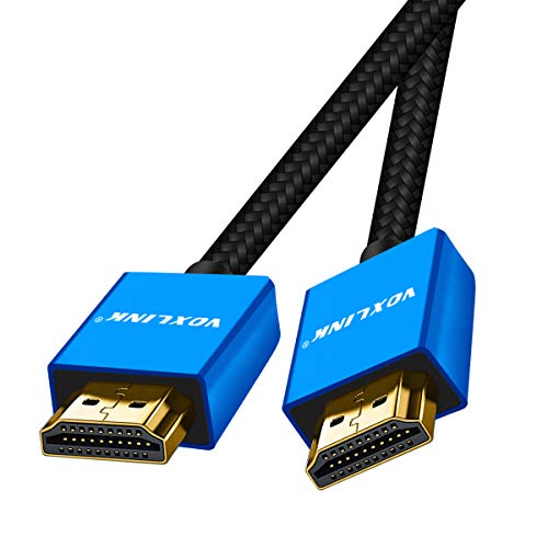 Cable HDMI 2.0 de Alta Velocidad con Conectores Enchapados en oro,Admite 4K UHD 2160p,HD 1080p,3D,Ethernet,ARC,Compatible con Xbox,PS4/PS3,HDTV,Proyectores,Reproductor de DVD BluRay y más (1,8M, Azul)