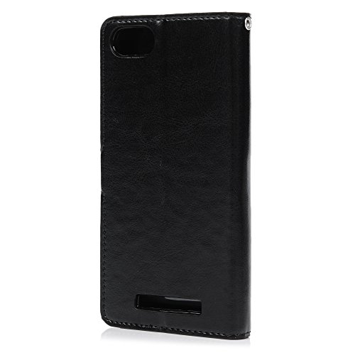Wiko Lenny 3 Flip Hülle Wiko Lenny 3 Hardcase YOKIRIN Premium Crazy Horse PU Leder Schutzhülle Wallet Case Brieftasche Flipcase Klapptasche Schale Portemonnaie Lederholster Backcover mit Karteneinschub Standfunktion und Magnetverschluß Schwarz - 3
