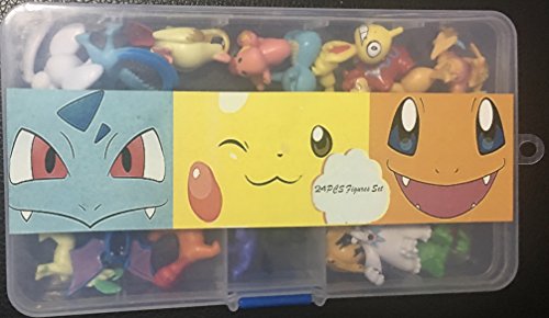 24 piezas de figuras pokemon (2-3 cm) en una caja de almacenamiento