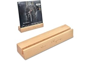 IDEALPLAST Vintage “Now Playing” Heavy Wooden Display Stand For LP Vinyl Record Phonograph (white)