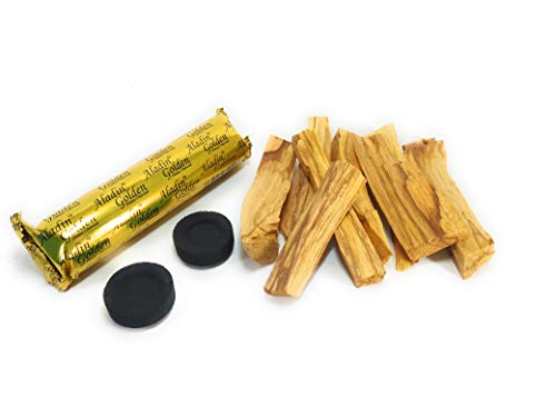 Palo Santo de Perú (100 g) + 10 Carboncillos Aladin Golden de 33 mm de diámetro