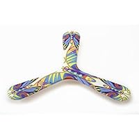 Boomerang ambidextre Papillon , pour toute la famille à partir de l'âge de 9 ans, imprimé sur le bois.