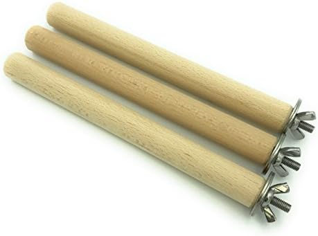 Vitezza Maxi Perches 20 cm SMOOTH (Set of 3.) with Stainless Steel fittings 20 mm Beech Wood Extra Large Screens (2.5 x 30 mm), Ideal for budgies, cockatiels, Suitable for Large Birds (AT0035)