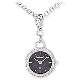 Cadenis Damen Umhängeuhr 'Rund' 22 mm mit Halskette 94 cm und persönlicher Laser-Gravur verziert mit Zirkonia