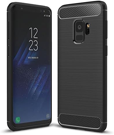 Estuyoya Samsung Galaxy S9 Case, Silicone [Carbon] [Back Cover Durable Design] High Quality [Anti-shock] Flexible Gel Case for Samsung S9 – Black