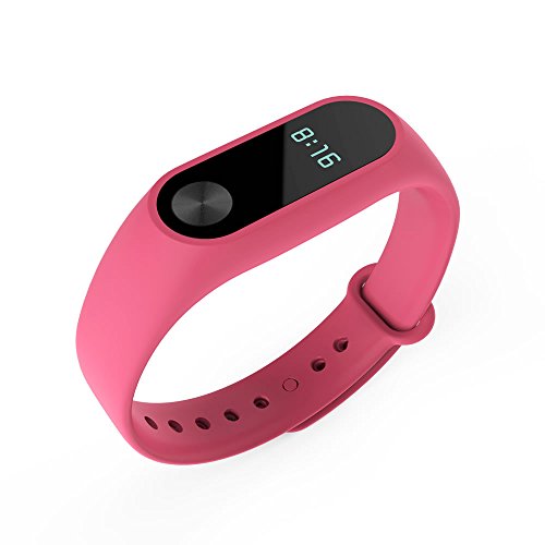 Pinhen MI Band 2 Banda de Silicona Metal Mesh Repuesto Correa de Recambio Brazalete Extensibles Surtido de Colores para Xiaomi Mi Band 2 Wireless Pulsera (Silicona Pink)
