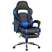 Produktbild LANGRIA Schreibtischstuhl Gaming Stuhl Kunstleder Chefsessel Computer Spiel Stuhl Bürostuhl Racer, Wippkunktion, gut gepolsterte Fußstütze und Lendenkissen, Ergonomische Liege Design, Höhenverstellbar (Schwarz und Blau).