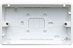 MK Electric K2142WHI Moulded Surface Mounting Box for 2 Gang Logic Plus Power Accessories, White, 30 mm