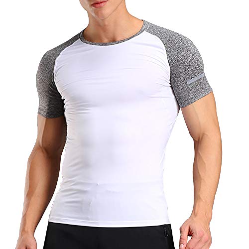 Musclealive Uomo Bodybuilding Corto Manica Magliette Men Superiore Palestra Abbigliamento Sportivo Poliestere e Spandex