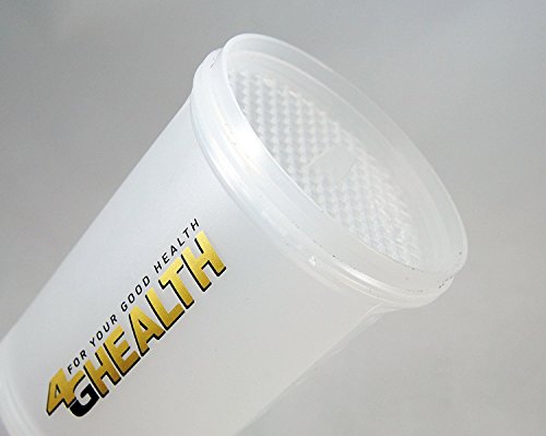 Eiweißshaker schwarz + Pulverfach Doppelpack 4G Health Eiweiß Shaker Schwarz-gold + 2 Shaker im Set als Eiweißshaker – Mixer – Cocktailshaker (2x 600ml+200ml) - 4