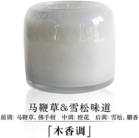 JJALZ Handmade Glass Scented Candle Cup Table Romantic Fragrance Soy Wax Medium And Small,Light Gray Cedar A