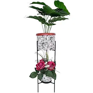 Wonderland Double Pot with Stand in Black and White