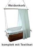 STODOMED Wiege Babykorb Moses Hängewiege Korb Schaukelwiege Hängekorb komplett mit Textilset und Himmel Babynest - 4