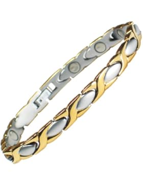 MPS® Damen Edelstahl Magnetische Armband, Leistungsstarke 3000 Gauß Magneten, mit gratis geschenk geldbörse