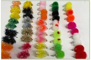 TROUTFLIESUK 50 Eggy Favourites Fly fishing Flies, Full range, Goldhead,Hothead,pom pom Eggs, Blobs, named mixed size