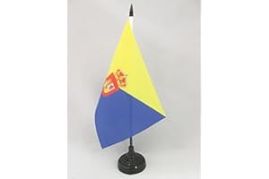AZ FLAG - Gran Canaria Table Flag 5'' x 8'' - Canary Islands Office Flag 100% Polyester 21 x 14 cm - Mini Desk Flag with 10'' Pole and Black Plastic Base