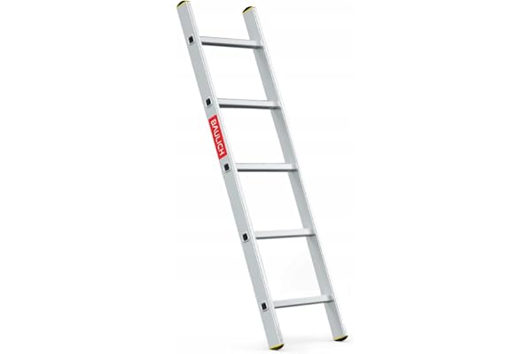 BAULICH - Aanlegladder - Aluminium Ladder - Ladder 5 Treden - Professioneel, voor Huis, Tuin, Renovatie en Landbouw, Antislipvoeten, Geribbelde Sporten, Lichtgewicht 2kg, met Haak