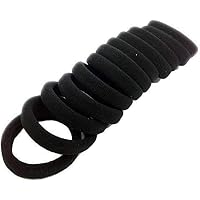 Smile N Style Essentials-Black Elastic Cotton Stretch Hair Ties Bands for Women - Set of 12 Pieces