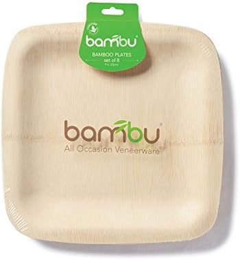 Bambu Veneerware 8-Pack 7-Inch Square Plates