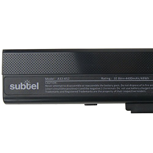 subtel® Akku für Asus X52J A52J K52J K53F A40D A40J A42J A42D A52D A52J B53 K42D K42J K52D K52J K62 N82J P42 P52 Pro5i Pro5K Pro67 Pro8E Pro8F X42D X42J X5i X5K X67 X8E X8F series – 4400mAh Ersatzakku ASUS A31-K52 A32-K52 A32-N82 A41-K52 A42-B53 A42-K52 A42-N82 - 4
