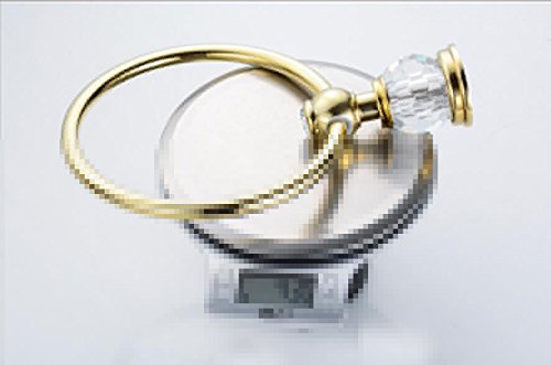 Weare Home Bohren Wandmontag Wandhalterung Bohren Befestigung Luxus Modern Poliert Gold finished Messing Handtuchring Handtuchhalter mit Kristall für Badezimmer Dusche Küche - 3
