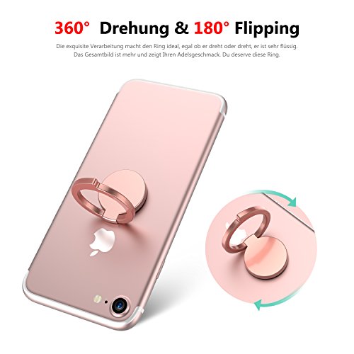 Handy Ring Halter - OSSKY Handy Finger Halterung 360Â°freidrehbar Ringhalter, Smartphone Halter + StÃ¤nder mit komfortable Einhandbedienung geeignet fÃ¼r alle Handy Typ,passen auch Magnet Auto Griff - (Rosagold)