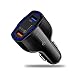 Produktbild ULTRICS USB Auto Ladegerät, 36W 3 Port Typ C Qualcomm Quick Charge 3.0, Universal Ladeadapter Handy KFZ Ladegerät Adapter Kompatibel mit Smartphones Samsung S9/S8 Plus, iPhone X/8 Plus LG - Schwarz