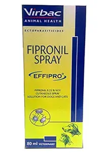 Virbac Effipro Anti Tick & Flea Fipronil Spray - 80 ml by Jolly and Cutie Pets, 80 Milliliter