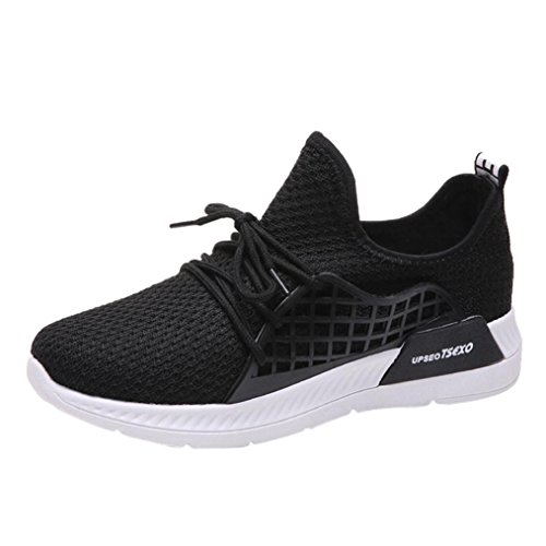 Preisvergleich Produktbild Trada Laufschuhe, Frauen Stretch Stoff Einfarbig Kreuz Gebunden Freizeitschuhe Laufschuhe Turnschuhe Luftkissen Sneaker Bequeme Straßenlaufschuhe Sportschuhe Leichte (36, Schwarz)