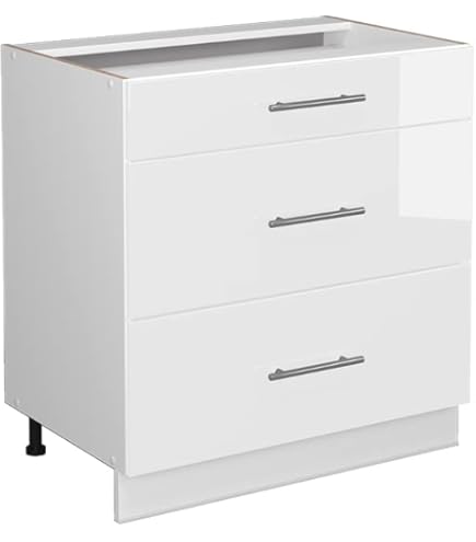 Laclar FREZO Küchenunterschrank - Modern Grifflos Mit Soft-Close In Hochglanz Weiß