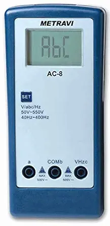 Metravi AC-8 Electrical Line Tester and Phase Rotation Indicator with voltage and frequency display