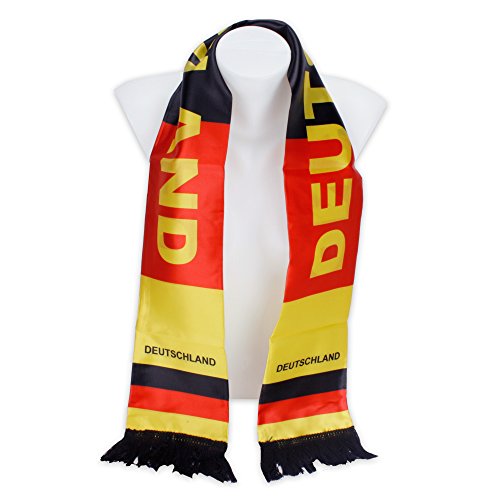 Fanschal Schal Länderschal Deutschlandschal aus Satin in Deutschland-Farben zur Fußball-WM 2018 schwarz – rot – gold