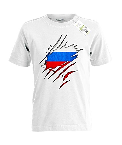 RUSSIA AUFGERISSEN – RUSSLAND – KIDS – Weiss – T-SHIRT by Jayess-Kids Gr. 110/116
