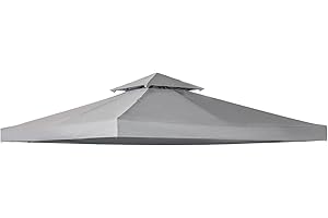 JUTTAUTO 2 Tier Gazebo Replacement Top Cover,Large Size 3X3 m Garden UV Resistant Waterproof Canopy,Heavy Duty Double Tiered Gazebo Pavilion Roof Protection for Yard Patio Garden Outdoor Canopy Sunshade