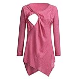 GNYD Vêtement Femme Enceinte Hiver Pas Cher a la Mode Pull Chemisier Collier Circulaire Grossesse des Femmes t-Shirt de maternité Soins Infirmiers bébé Hauts vêtements Les Enceintes（Red，L）