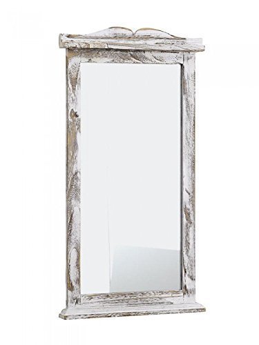 Wandspiegel _ Massivholzspiegel _ Vintage-Spiegel _ used-look weiß