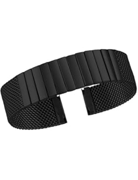 24mm Deluxe breite Kette Uhrenarmband Armband Ersatz in schwarzem massivem Edelstahl gerade Ende