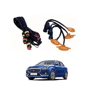 PRIKNIK LED Grille Lights Amber Yellow Grill Led with Fuse Adapter Wiring Harness Kit (4PCS, Amber Shell with Amber Light) Compatible with Swift D-zire