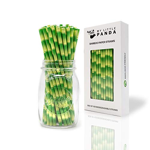 Pajitas de papel biodegradable,paquete de 100 pajitas de papel de bambú ideales para fiestas, cumpleaños, bodas, decoraciones para despedidas de soltero/s y celebraciones navideñas o de empresa,etc...