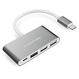 LENTION Concentrador Hub USB-C, con Type C Power Delivery, USB 3.0, USB 2.0 para Apple MacBook 12, MacBook Pro 13 15 (2016 2017 2018) and More, Adaptador Multipuerto de Carga y Conexión - Gris Oscuro