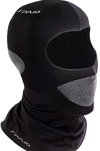 SPAIO ® térmica Pasamontañas de esquí Campana Motocicleta Balaclava Función Pasamontañas de Dryarn® Hilo - (Made in Italy), Todo el año, Unisex, Color Negro, tamaño Medium