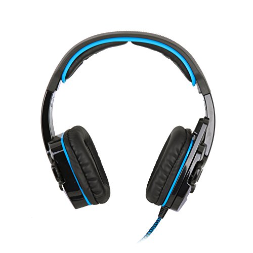 SADES SA901 7 1 de sonido envolvente est  reo Pro USB PC Gaming Auriculares Cinta de cabeza de los auriculares con micr  fono Deep Bass Over-the-Ear control de volumen para jugadores de PC  Azul 