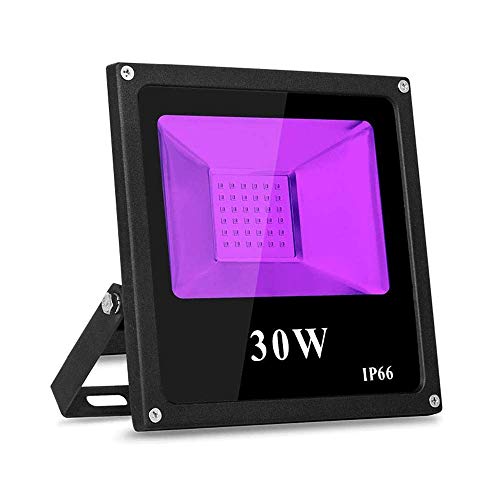 TOPLANET 30W Leds Luz Negra, Proyector UV LED Negro, Lámparas Ultravioleta IP66 a Prueba de Agua para Disco DJ Party, Pintura Fluorescente Navidad, Fiesta, Escenario