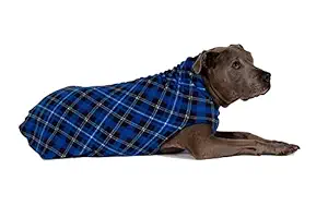 Gold Paw Stretch Fleece Dog Coat - Blue Plaid Size 30
