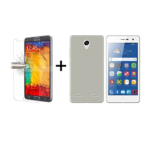 TBOC Pack  Funda de Gel TPU Transparente   Protector Pantalla Vidrio Templado para ZTE Blade L7  5 0 Pulgadas   Funda de Silicona Ultrafina y Flexible  Protector de pantalla Resistente a Golpes  Ca  das y Ara  azos 