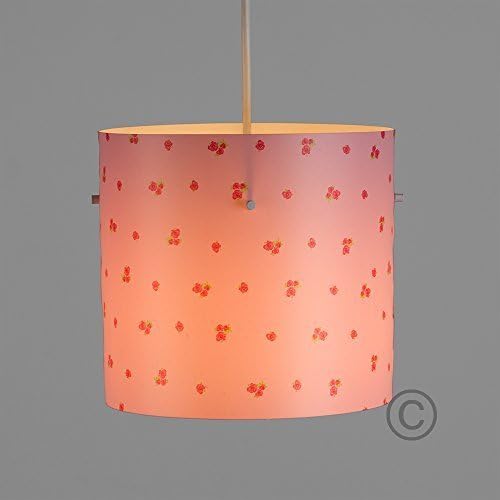 § § Pendant Lampshade In Dark Pink with Flowers in Red 'Easilite Electric Cord and Cute Contemporary Design. non-fourni